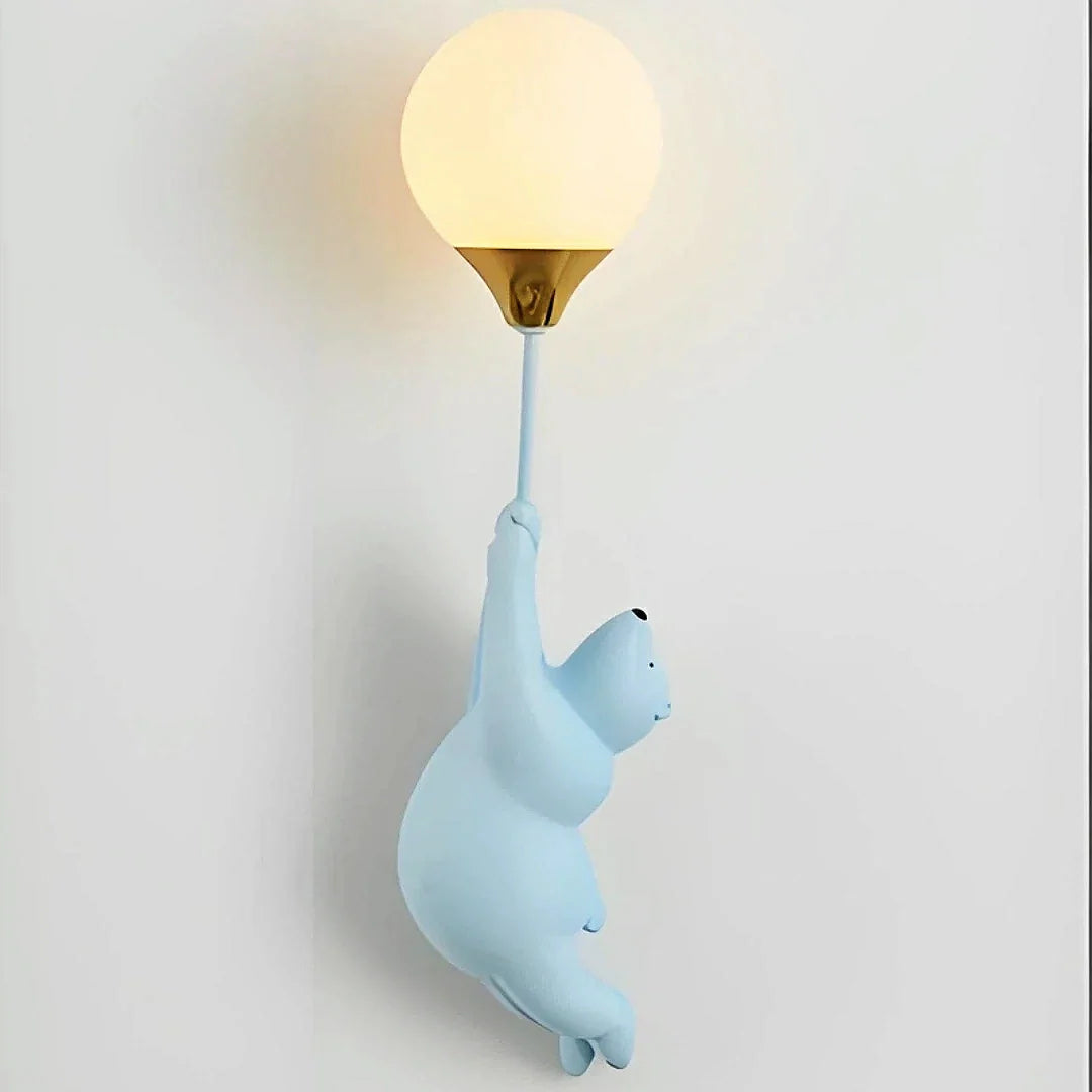 Applique da parete per cameretta a sfera con orsetto LED luce delicata