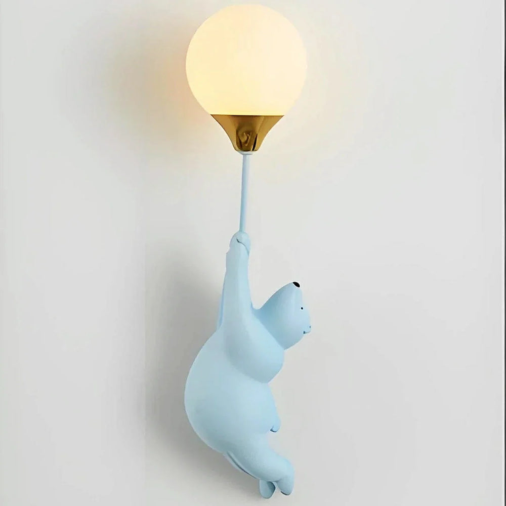 Applique da parete per cameretta a sfera con orsetto LED luce delicata