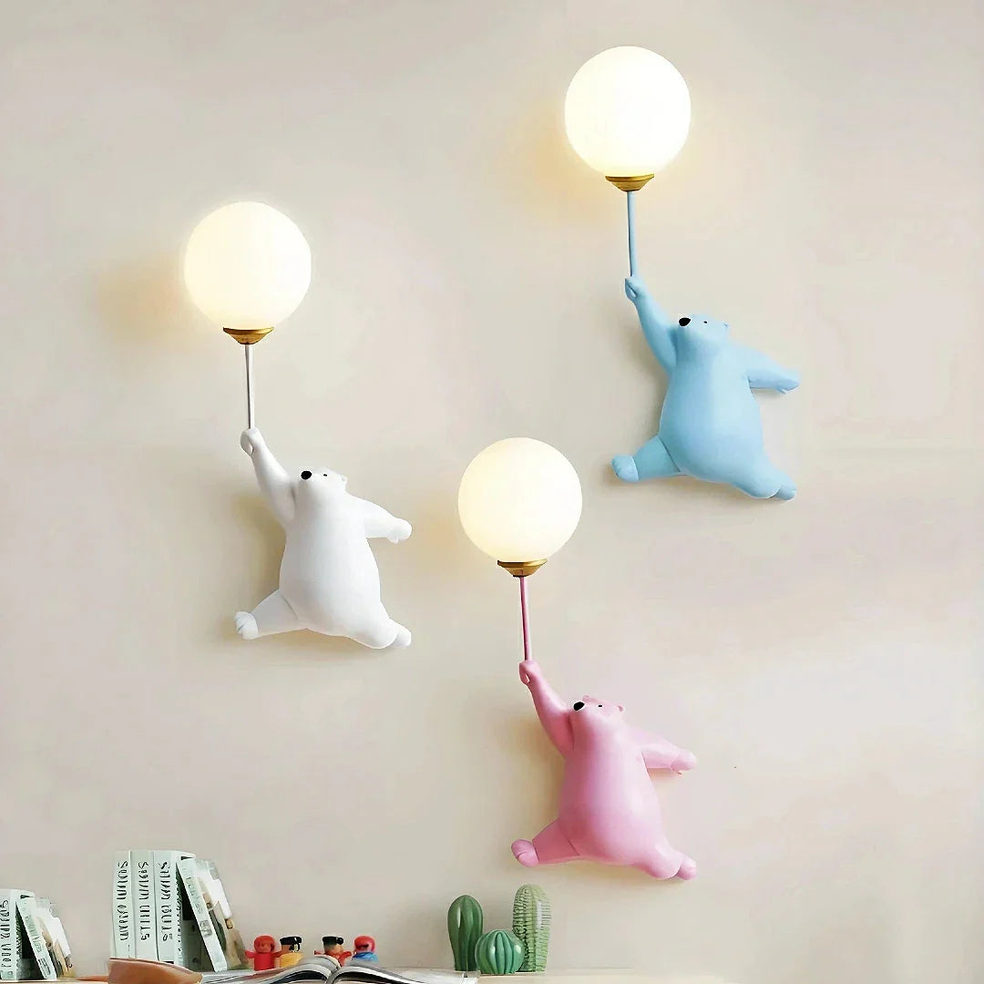 Applique da parete per cameretta a sfera con orsetto LED luce delicata