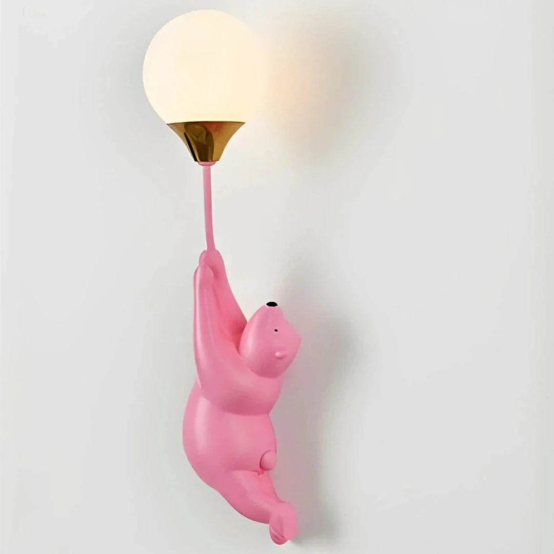 Applique da parete per cameretta a sfera con orsetto LED luce delicata