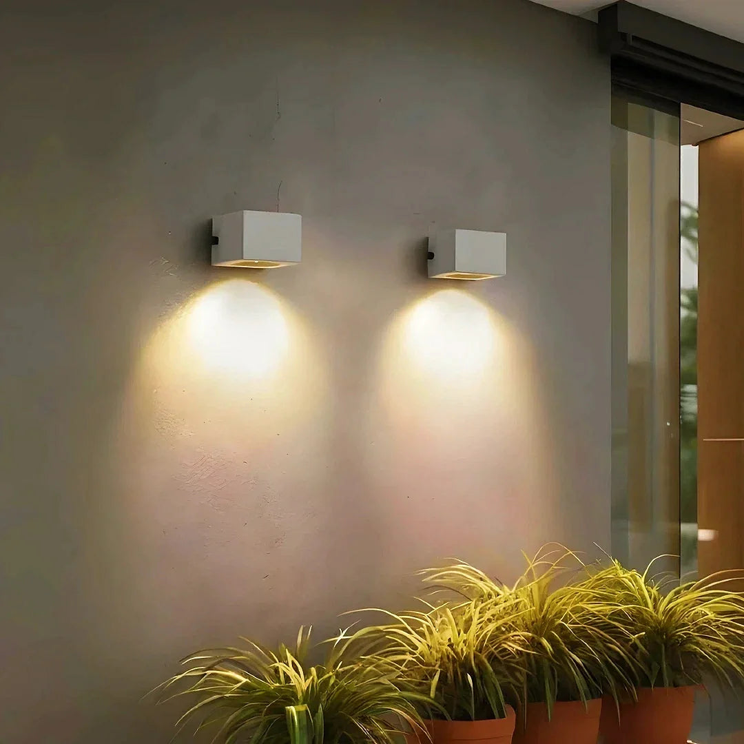 Applique da esterno moderna a blocco in cemento con LED