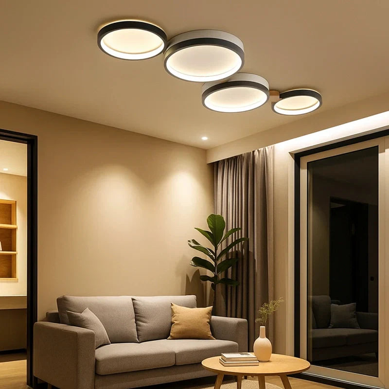 Luci da soffitto plafoniera LED design nordico a dischi multipli dimmerabile per soggiorno