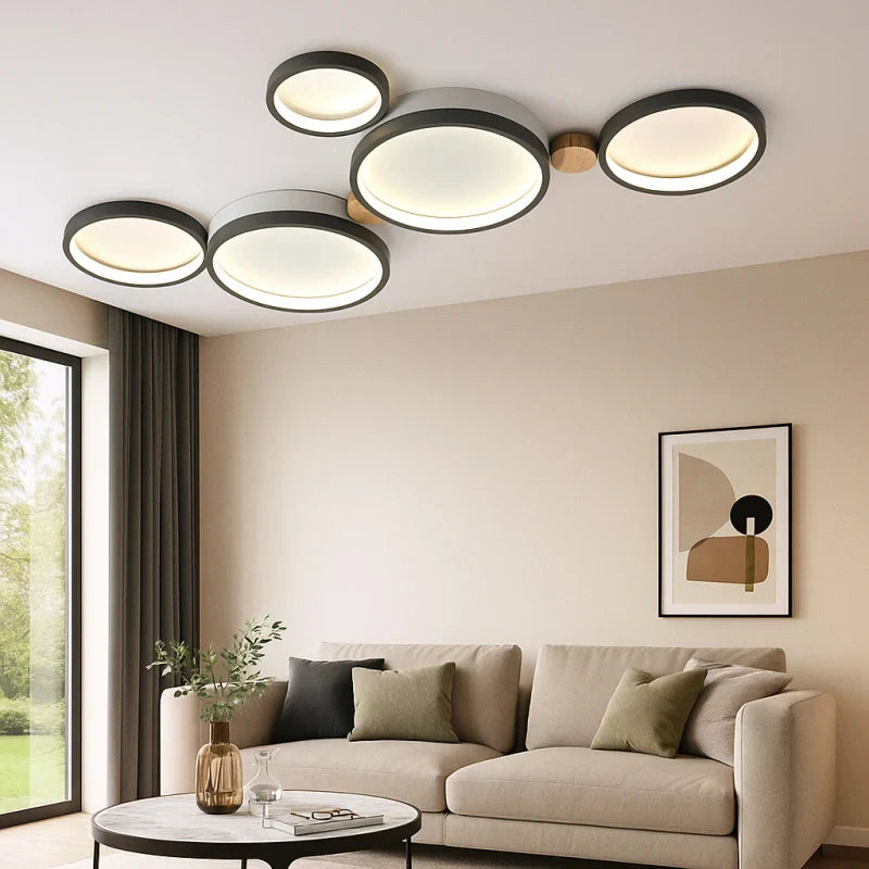 Luci da soffitto plafoniera LED design nordico a dischi multipli dimmerabile per soggiorno