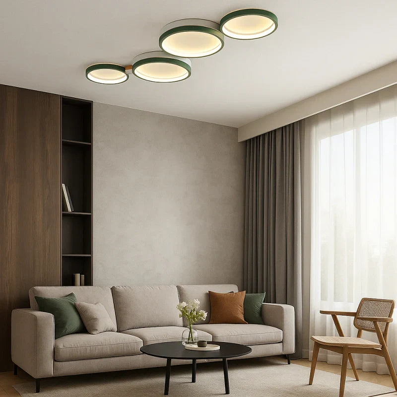 Luci da soffitto plafoniera LED design nordico a dischi multipli dimmerabile per soggiorno