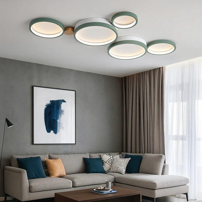 Luci da soffitto plafoniera LED design nordico a dischi multipli dimmerabile per soggiorno