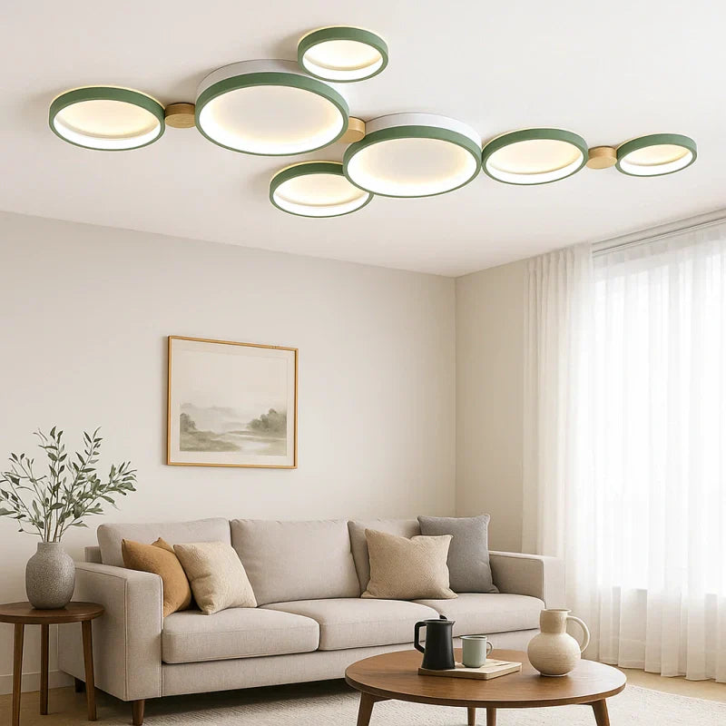 Luci da soffitto plafoniera LED design nordico a dischi multipli dimmerabile per soggiorno