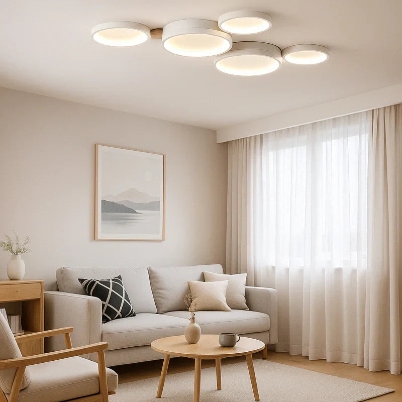 Luci da soffitto plafoniera LED design nordico a dischi multipli dimmerabile per soggiorno