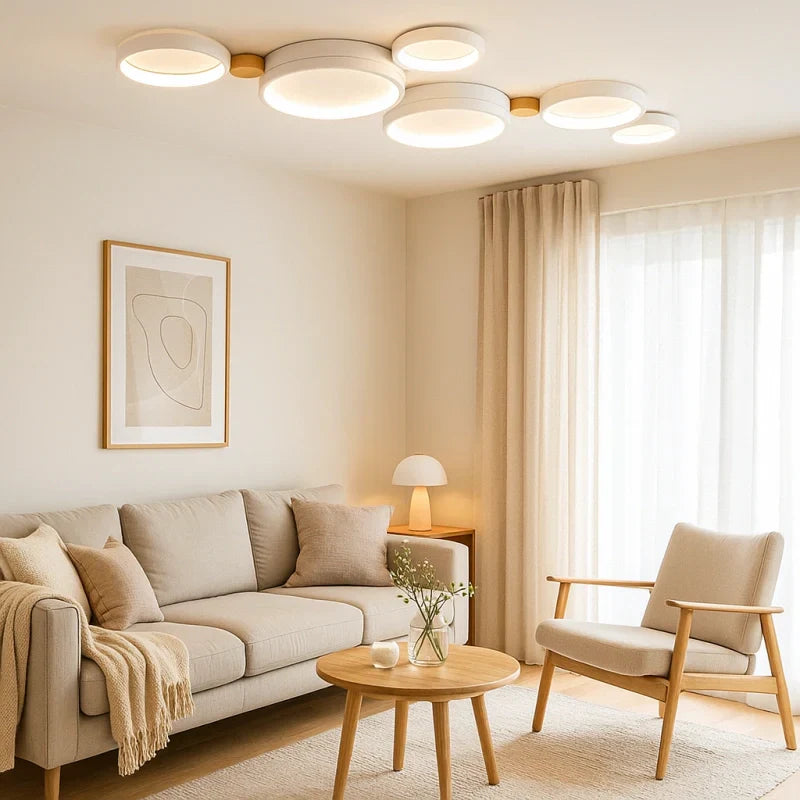 Luci da soffitto plafoniera LED design nordico a dischi multipli dimmerabile per soggiorno