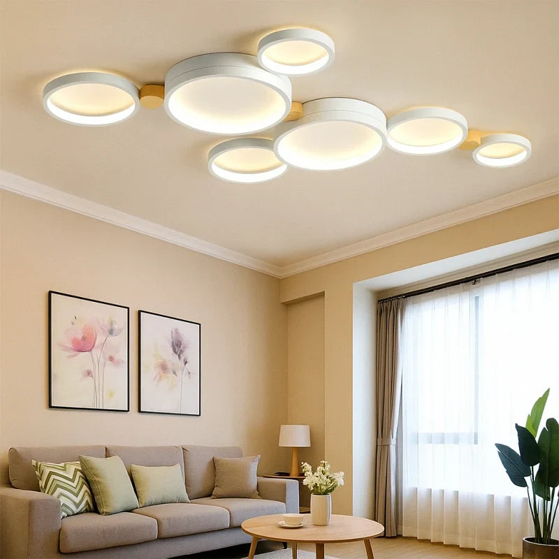 Luci da soffitto plafoniera LED design nordico a dischi multipli dimmerabile per soggiorno