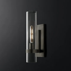 Applique laterale contemporanea per specchio bagno in vetro trasparente cilindrico