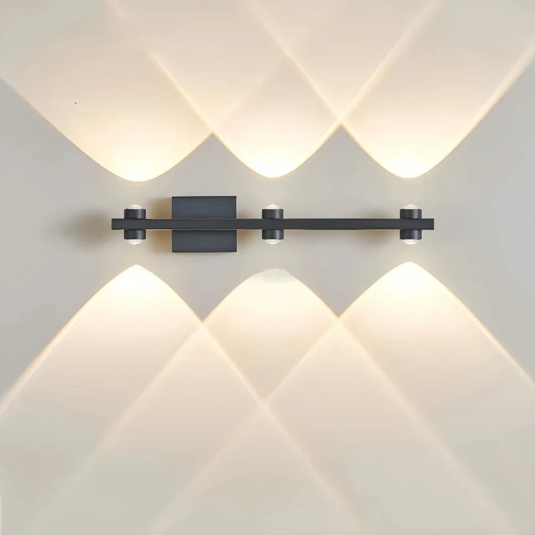 Applique lineare LED moderna dimmerabile con fasci di luce per soggiorno