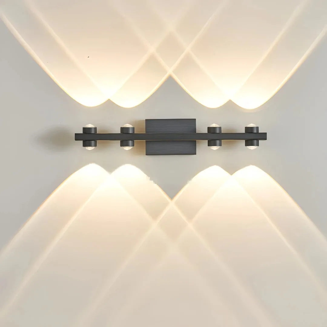 Applique lineare LED moderna dimmerabile con fasci di luce per soggiorno