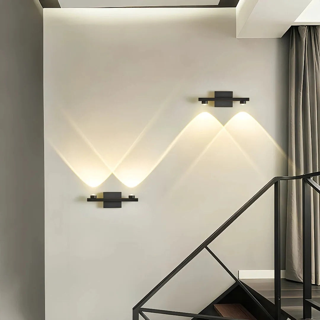 Applique lineare LED moderna dimmerabile con fasci di luce per soggiorno