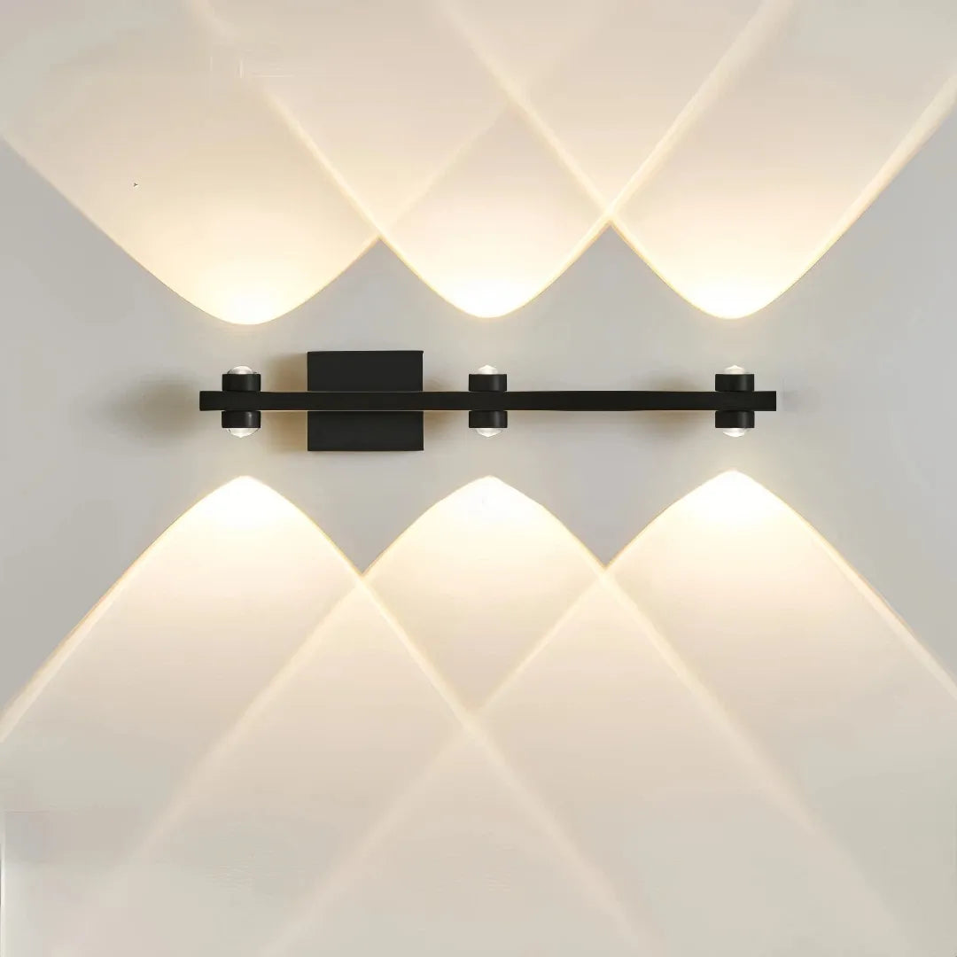 Applique lineare LED moderna dimmerabile con fasci di luce per soggiorno