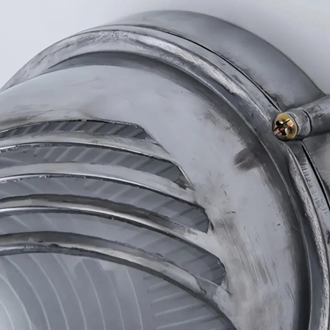 Applique da esterno industriale con finitura in argento spazzolato per portico