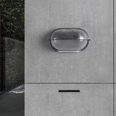 Applique da esterno con sensore industriale di forma ovale finitura spazzolata