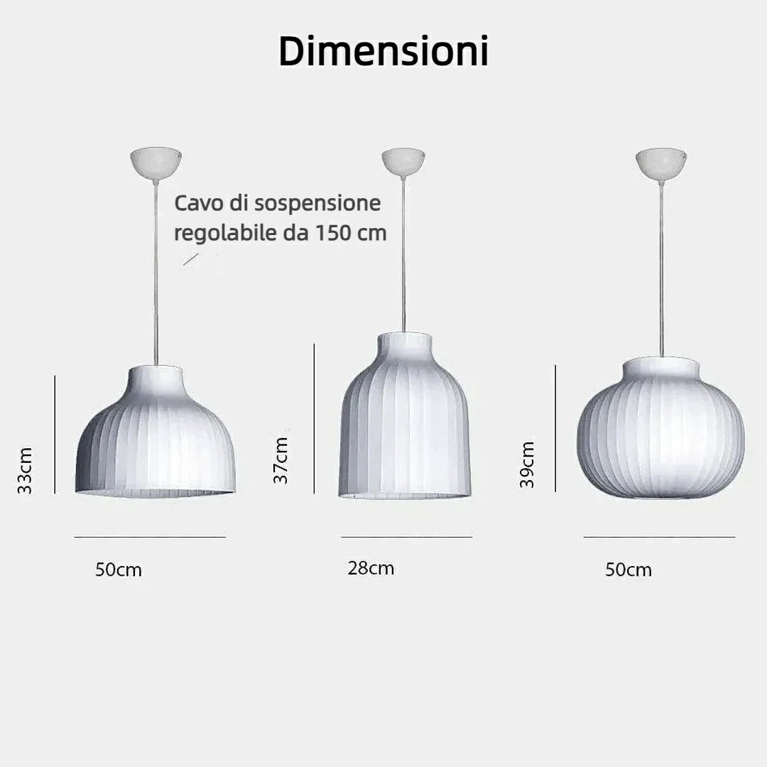 Lampadario a forma di lanterna in tessuto bianco in stile nordico per la sala da pranzo