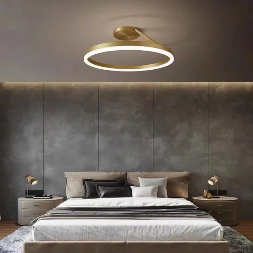 Plafoniera cerchio LED moderna con anello luminoso singolo dimmerabile per camera da letto