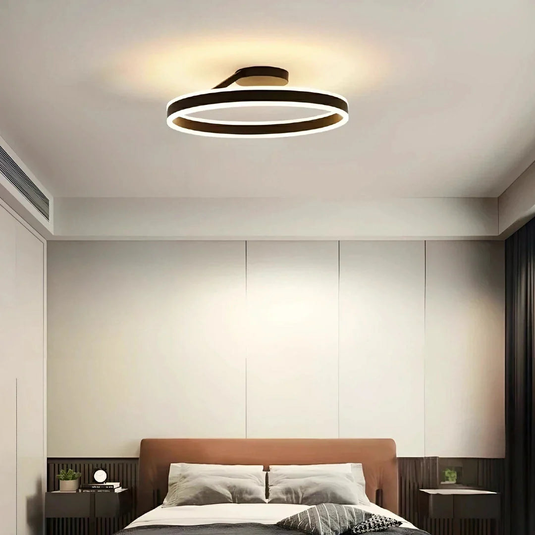 Plafoniera cerchio LED con doppio anello luminoso dimmerabile moderna per camera da letto