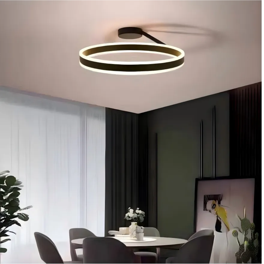 Plafoniera cerchio LED con doppio anello luminoso dimmerabile moderna per camera da letto