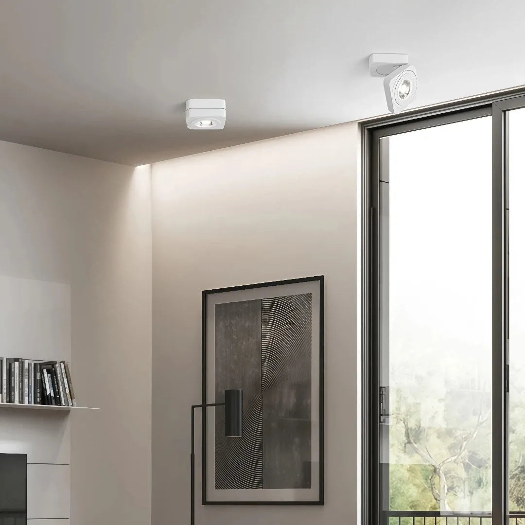 Faretto LED orientabile da soffitto dimmerabile quadrato minimal per soggiorno