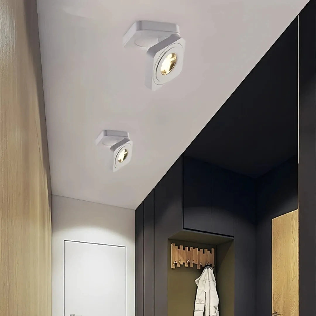 Faretto LED orientabile da soffitto dimmerabile quadrato minimal per soggiorno