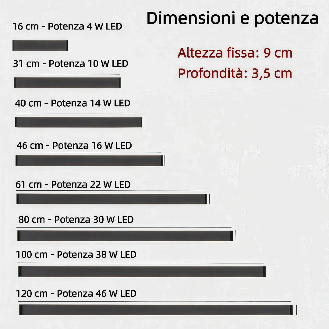 Applique LED lunga dimmerabile moderna per soggiorno