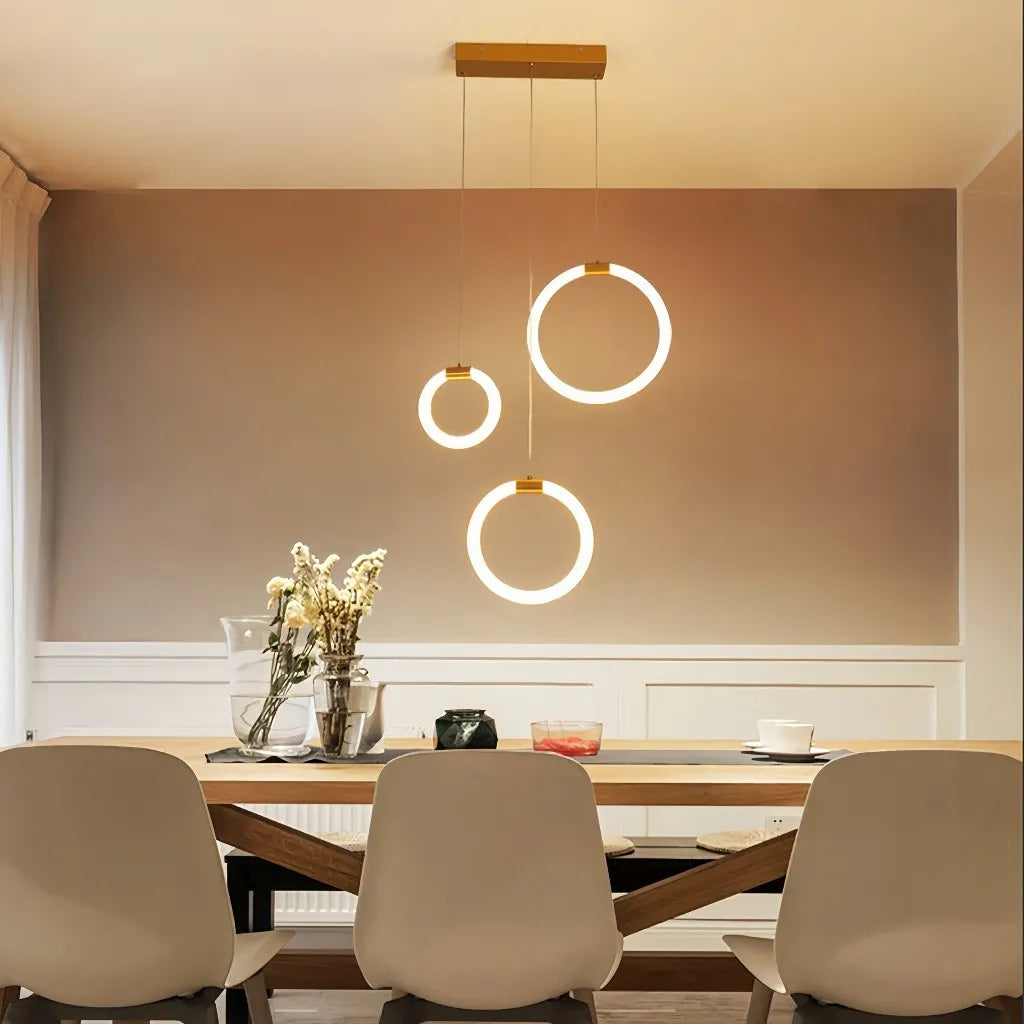 Lampadario moderno per scale ad anelli LED dimmerabile