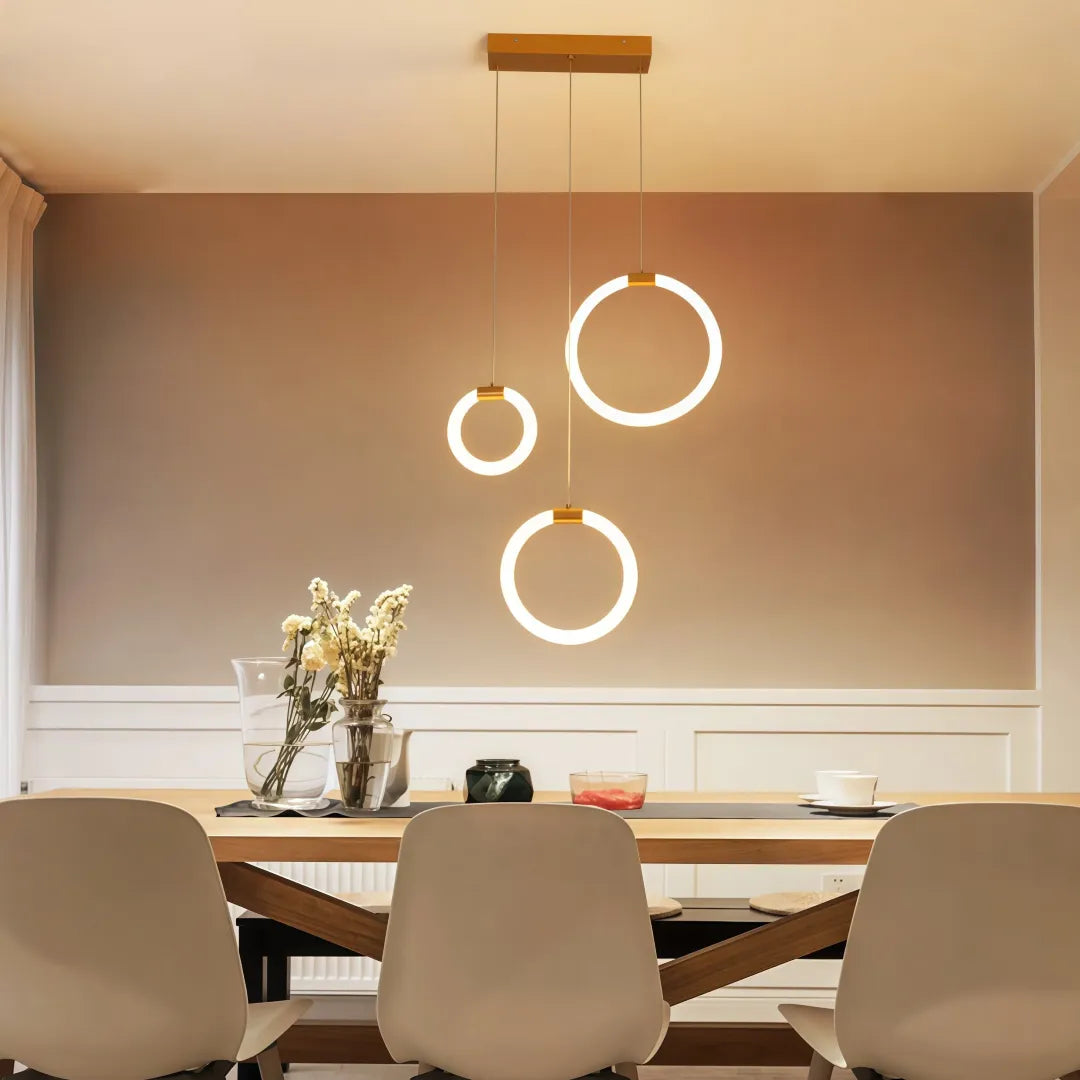 Lampadario moderno per scale ad anelli LED dimmerabile