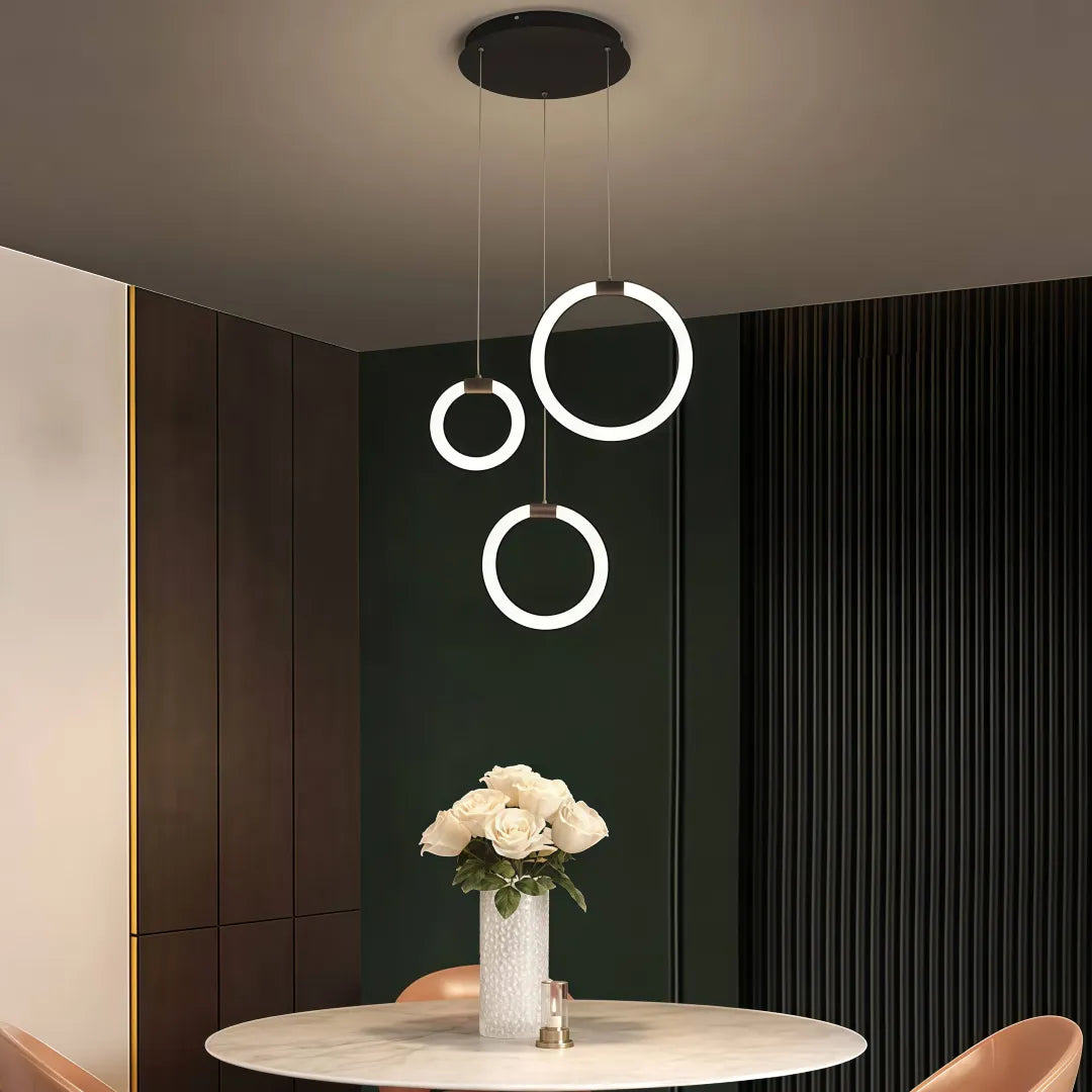 Lampadario moderno per scale ad anelli LED dimmerabile
