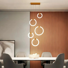Lampadario moderno per scale ad anelli LED dimmerabile