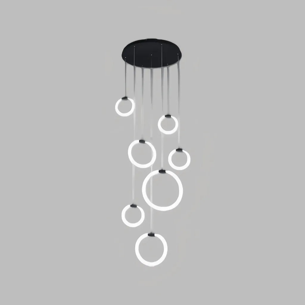 Lampadario moderno per scale ad anelli LED dimmerabile