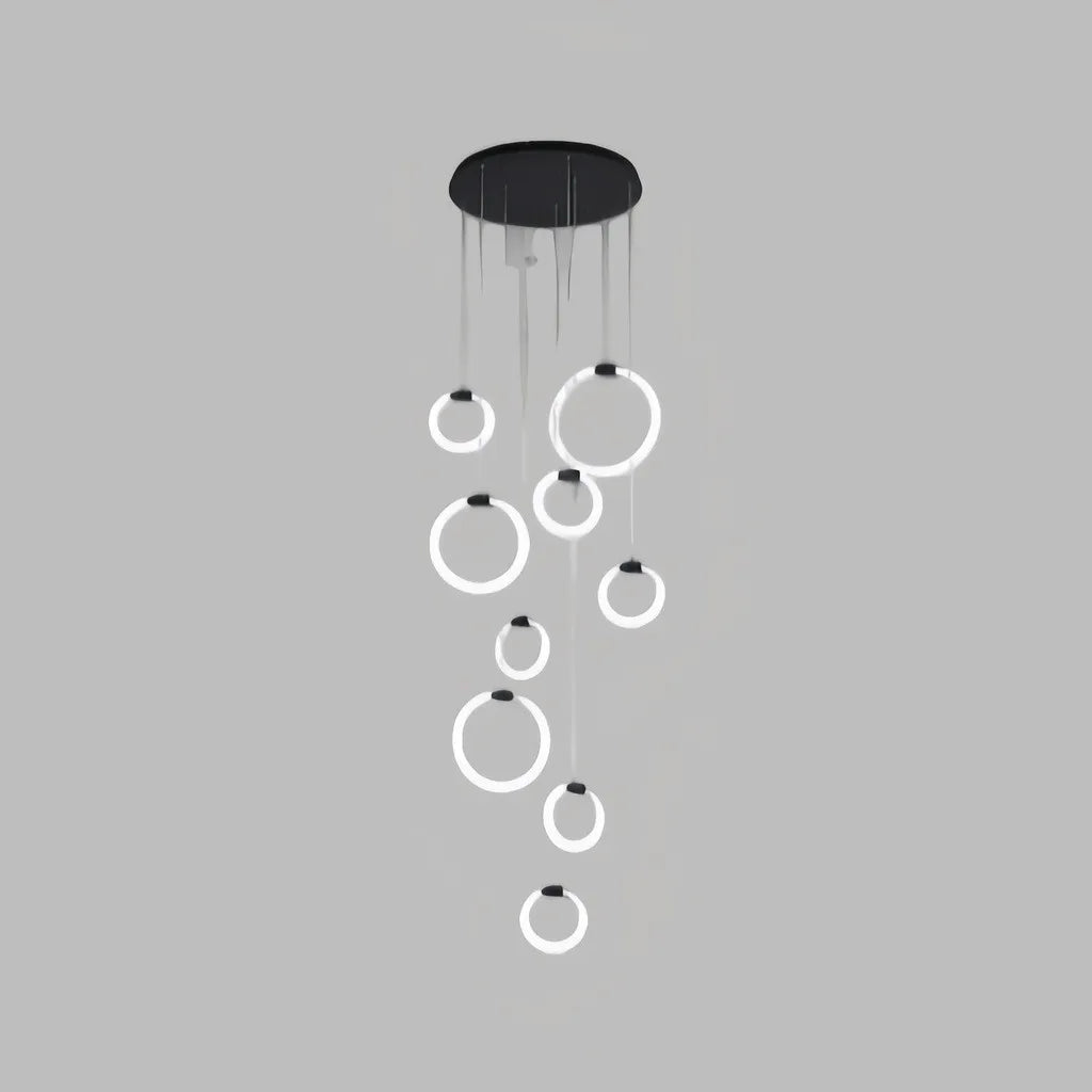 Lampadario moderno per scale ad anelli LED dimmerabile
