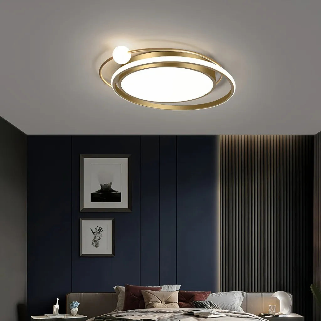 Plafoniera moderna ad anelli LED dal design geometrico dimmerabile per camera da letto