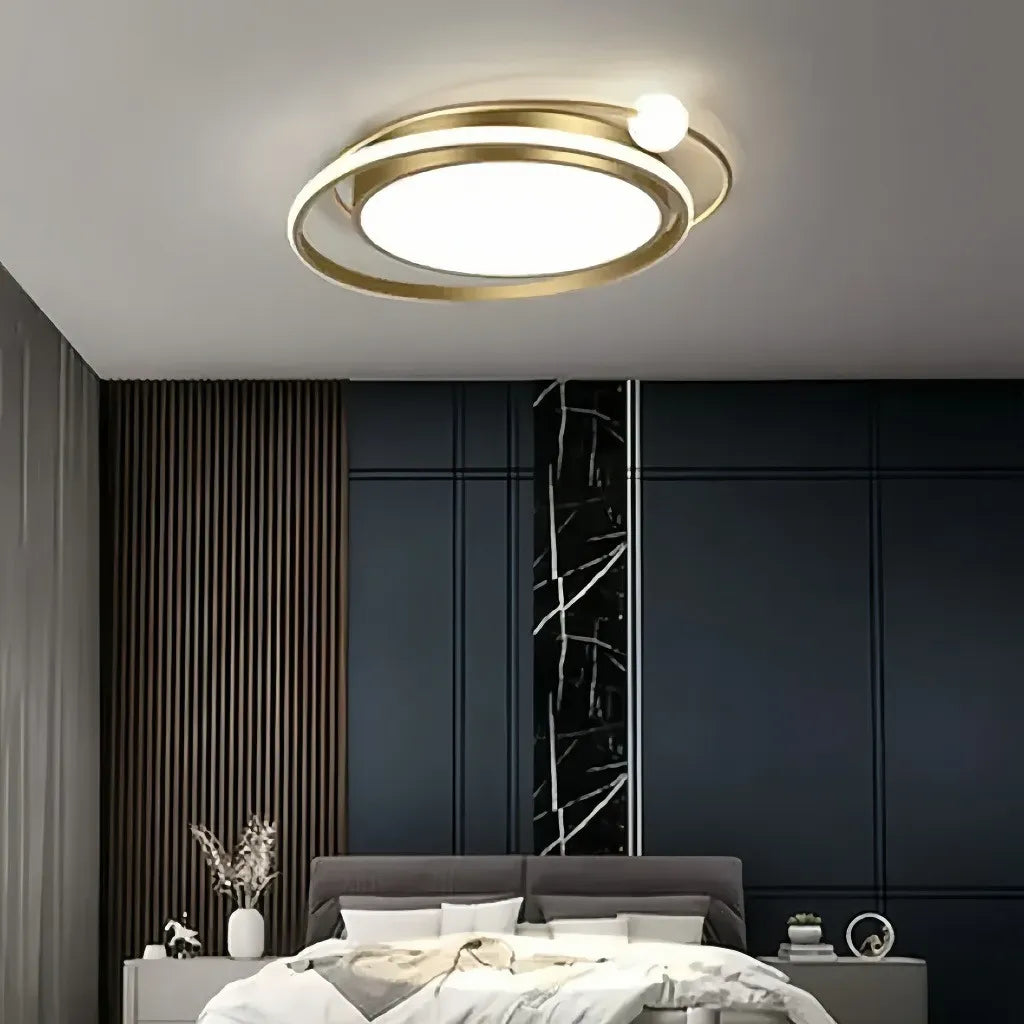 Plafoniera moderna ad anelli LED dal design geometrico dimmerabile per camera da letto