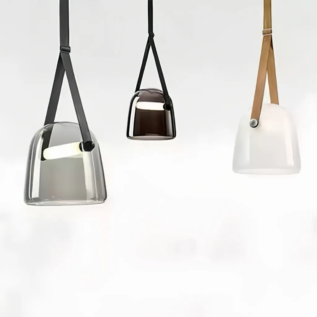 Lampada a sospensione contemporanea per isola cucina in vetro a campana con LED dimmerabile