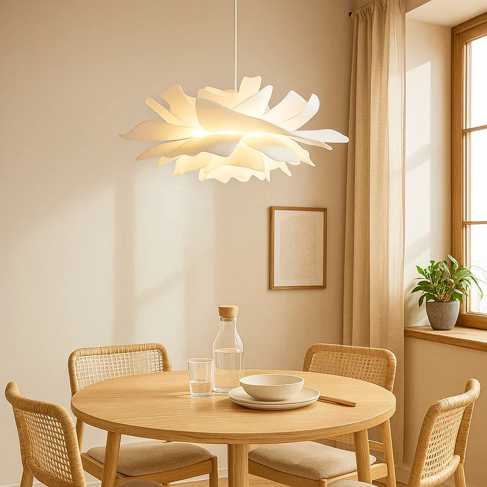 Lampadario fiore di design moderno con altezza regolabile per sala pranzo bianco