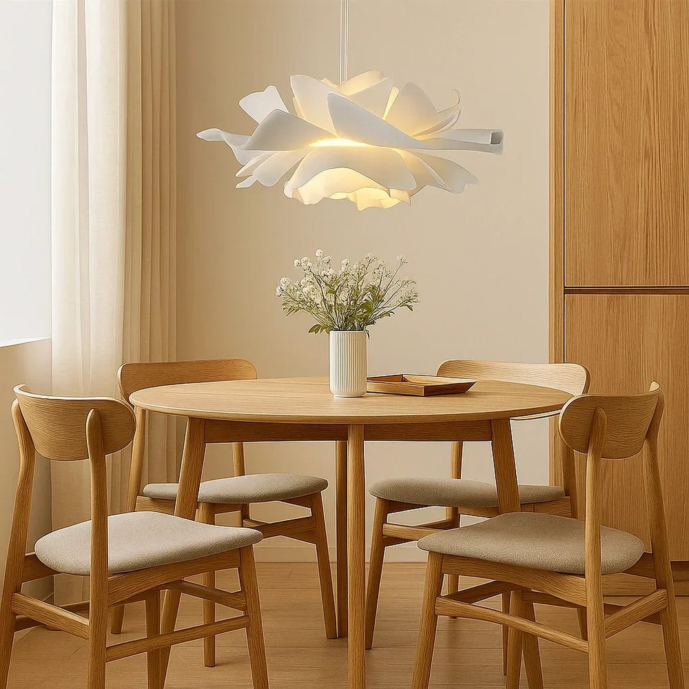 Lampadario fiore di design moderno con altezza regolabile per sala pranzo bianco