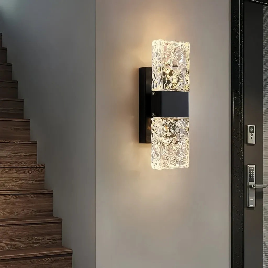 Applique LED in vetro rettangolare dimmerabile dal design elegante per camera da letto