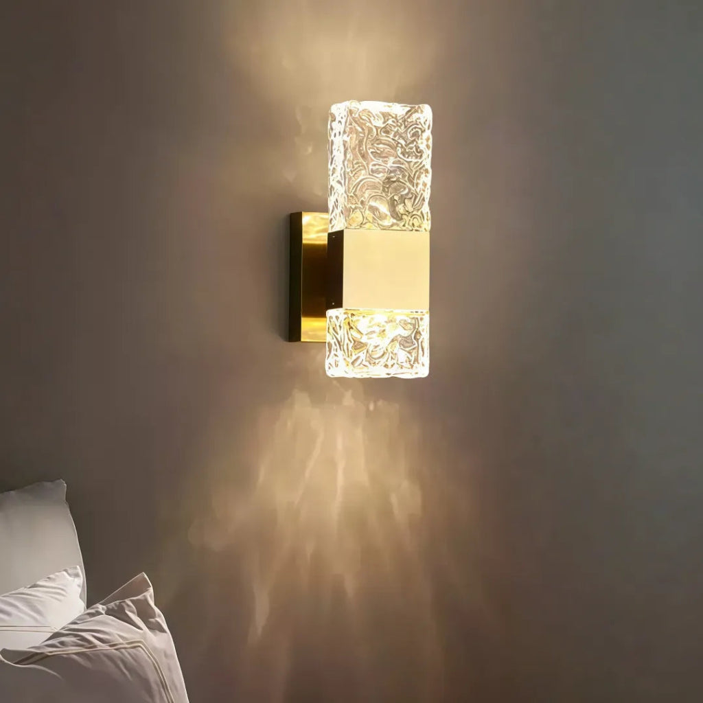 Applique LED in vetro rettangolare dimmerabile dal design elegante per camera da letto