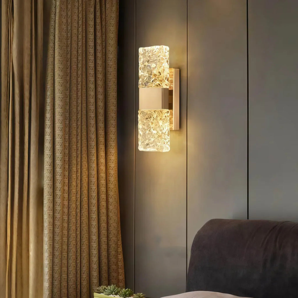 Applique LED in vetro rettangolare dimmerabile dal design elegante per camera da letto