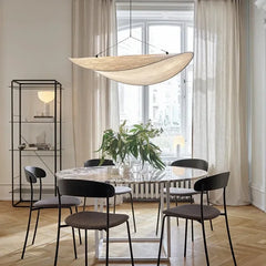Lampadario a sospensione in tessuto bianco per sala da pranzo