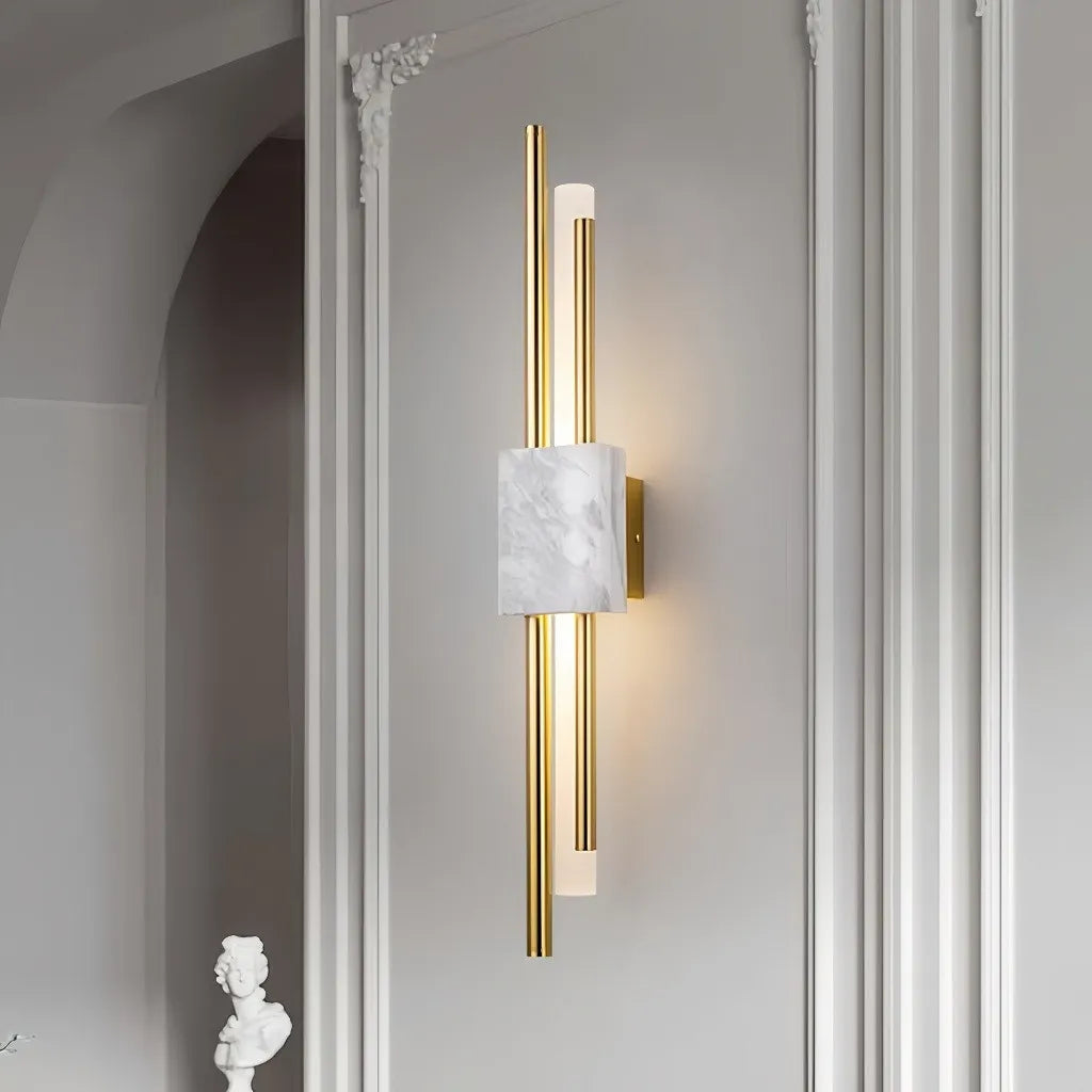 Applique art déco contemporanea con elemento in marmo a LED dimmerabile per soggiorno