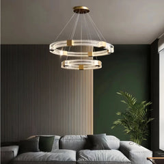 Lampadario LED ad anelli moderno dimmerabile per soggiorno