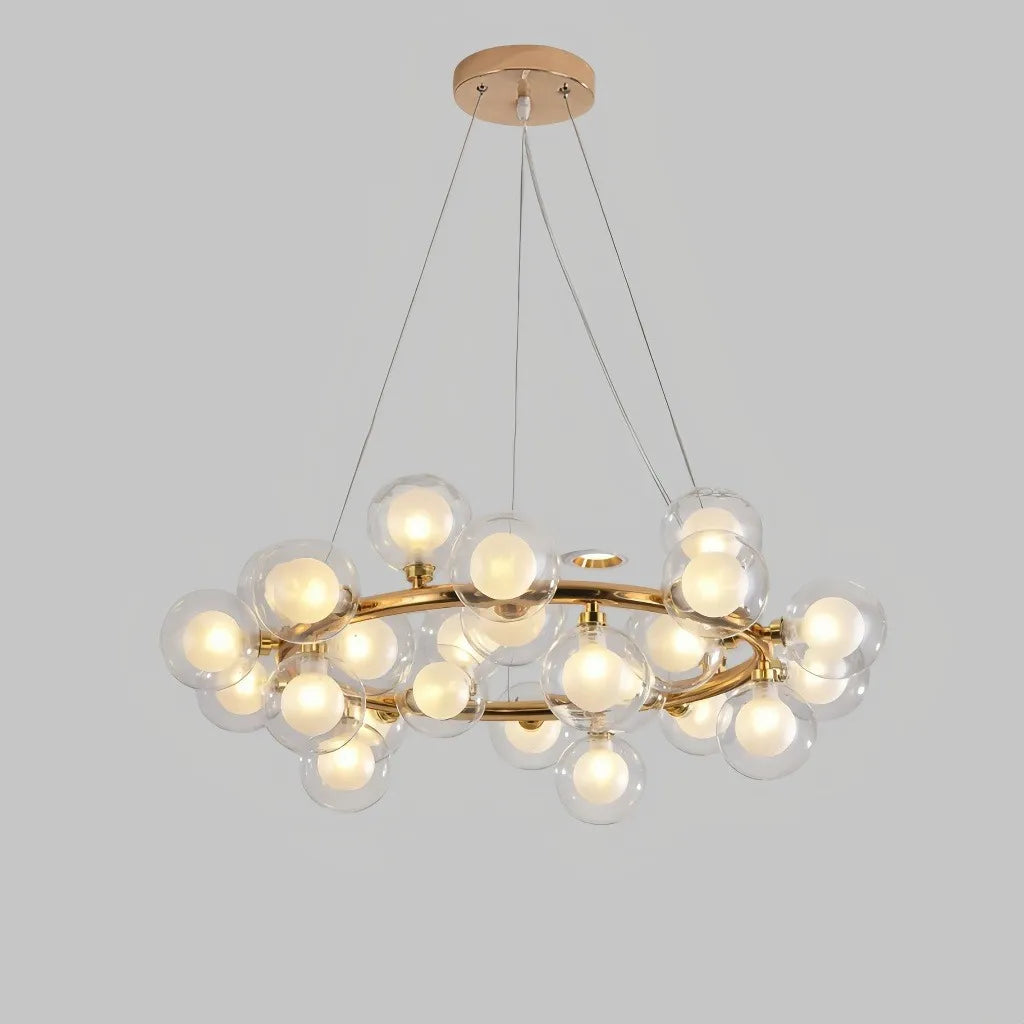 Lampadario con sfere di vetro dal design moderno per sala da pranzo