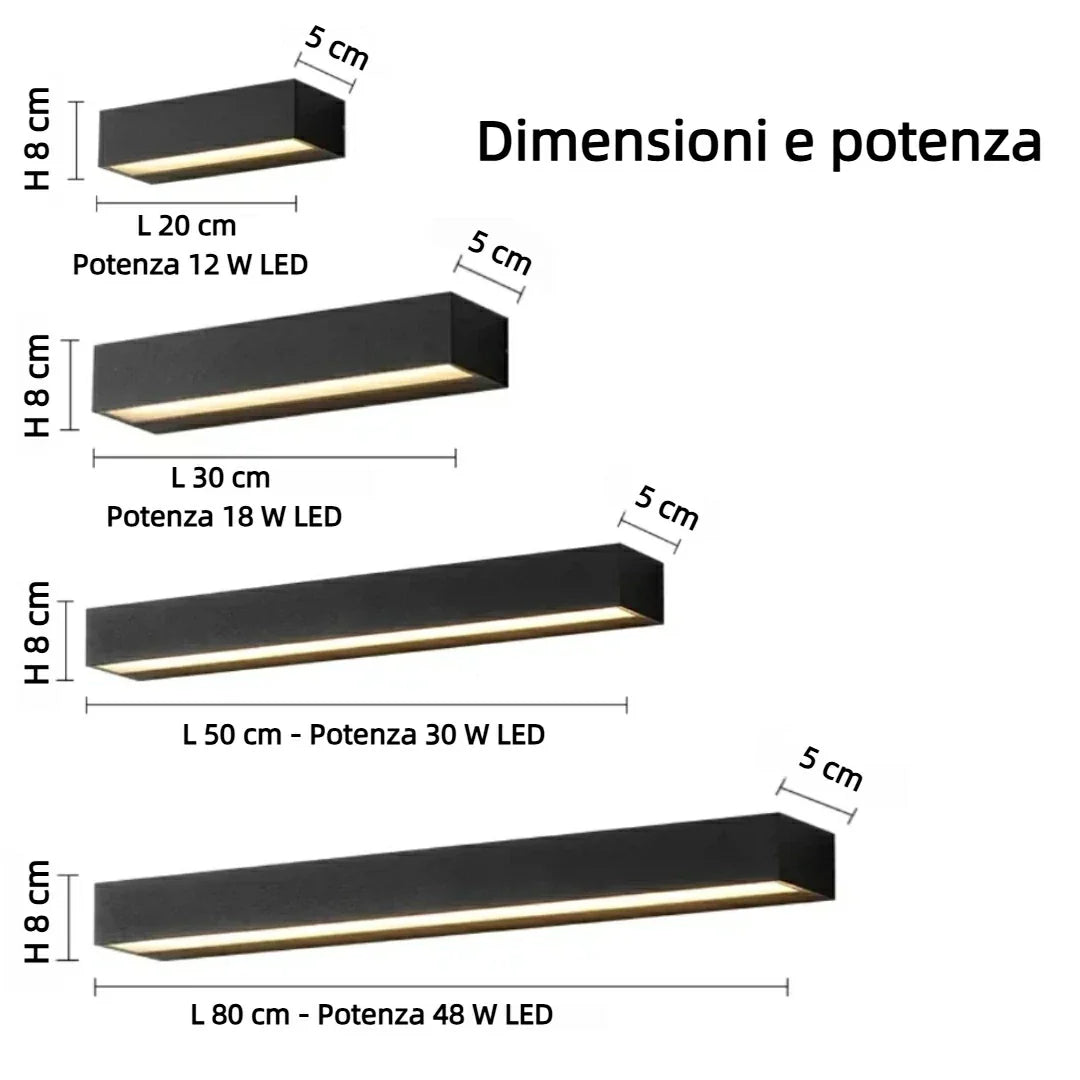Applique da parete per esterno a LED rettangolare moderna