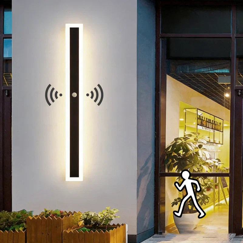 Applique barra LED da esterno a emissione luminosa perimetrale con sensore di movimento