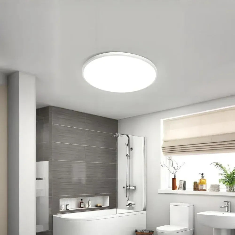 Plafoniera LED da soffitto slim rotonda minimal dimmerabile per bagno spessore da 2 cm