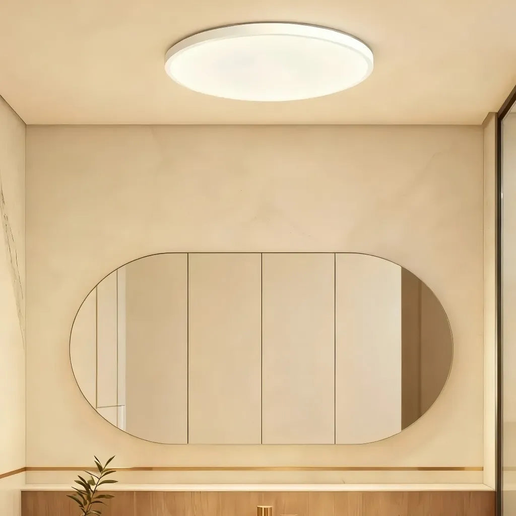 Plafoniera LED da soffitto slim rotonda minimal dimmerabile per bagno spessore da 2 cm