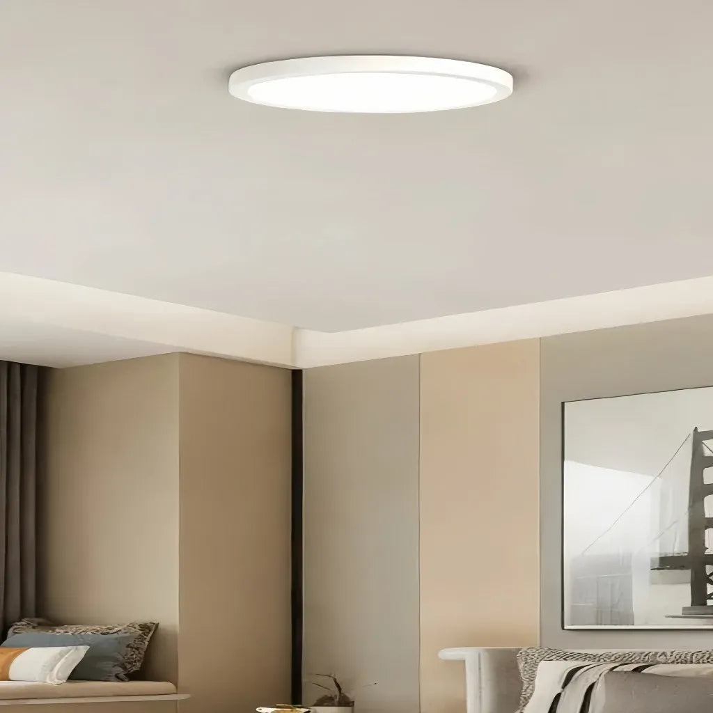 Plafoniera LED da soffitto slim rotonda minimal dimmerabile per bagno spessore da 2 cm